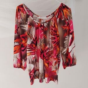 Laura Petites Multi Coloured Tropical Floral Print Off The Shoulder Boho Top